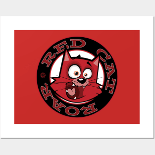 Red Cat Roar Stamp Posters and Art